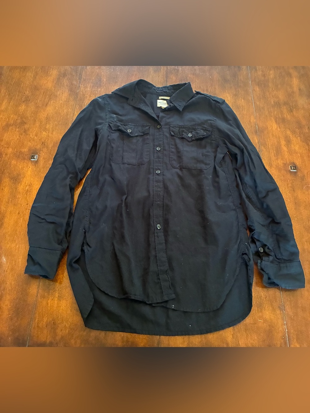 Denim & Supply Ralph Lauren Black Button-Up Shirt with Chest Pockets